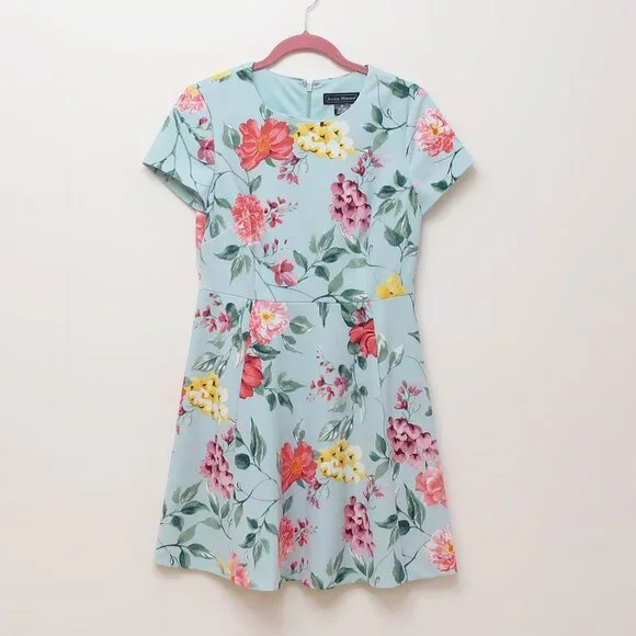 Jessica Howard | Dresses | Jessica Howard Mint Green Floral Fit And Flare  Dress Size Petite 8 Smc48 | Poshmark